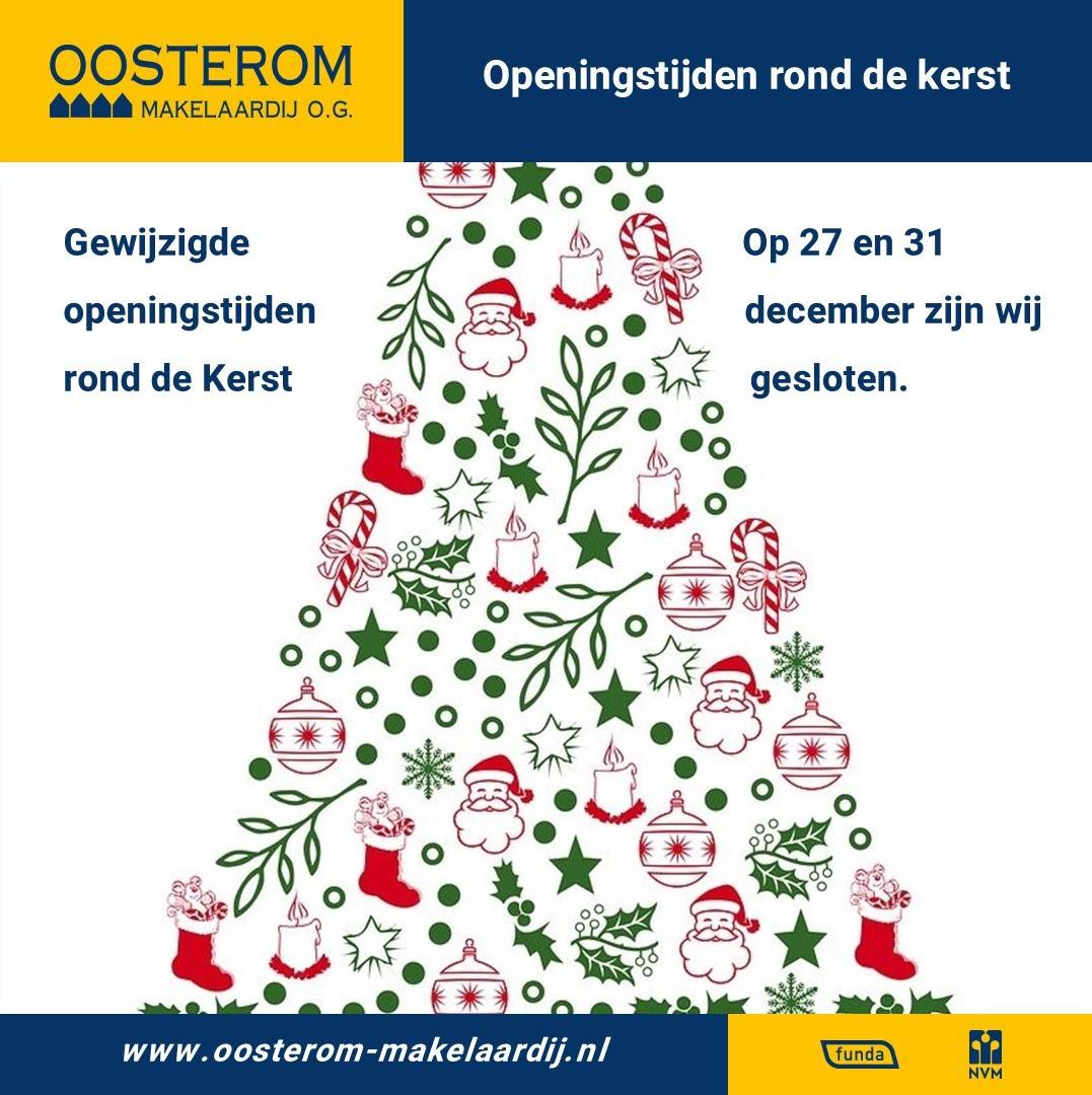 Op 27 en 31 december is ons kantoor gesloten